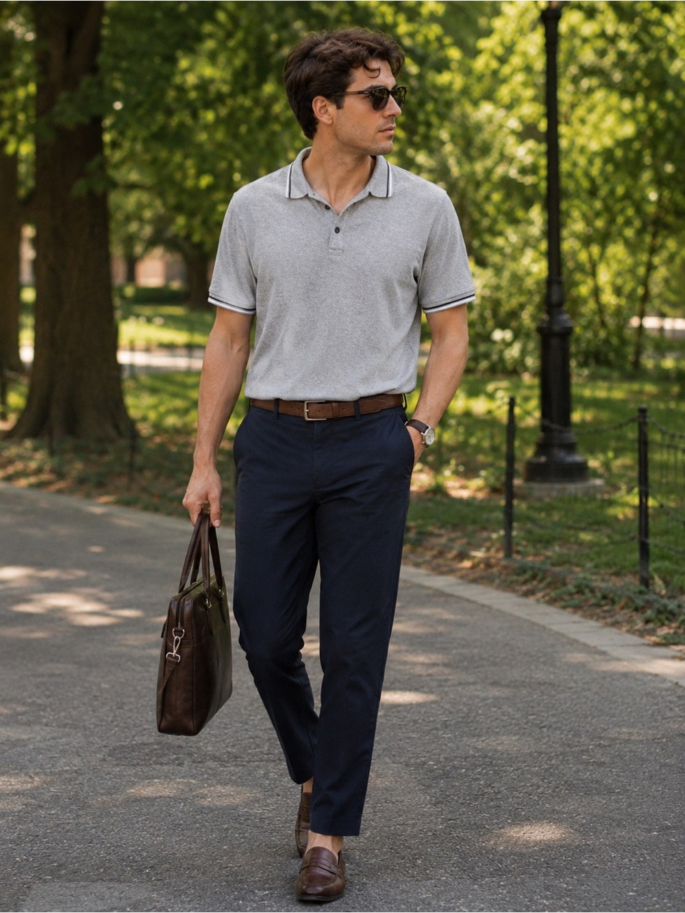 Michael Kors textured‎ gray polo shirt- XXL